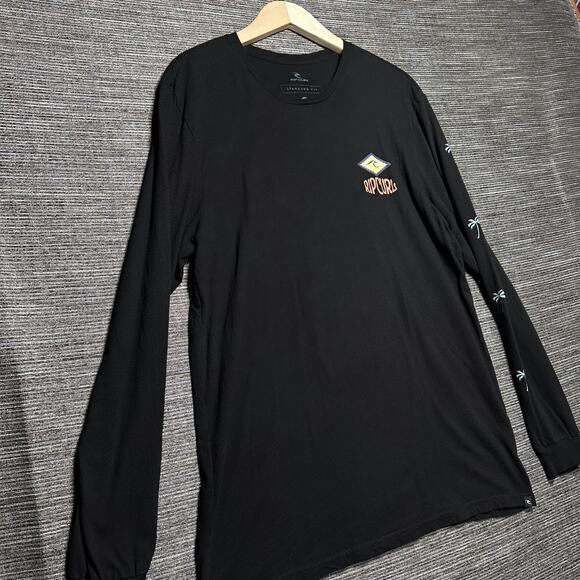 Rip Curl Shirt Men's Large Black Palms Surfing Long Sleeve Standard - Picture 4 of 13